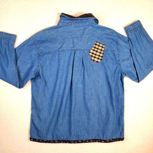 PTNY Vintage Denim Christmas Snowman Shirt Size Medium - Picture 3 of 11